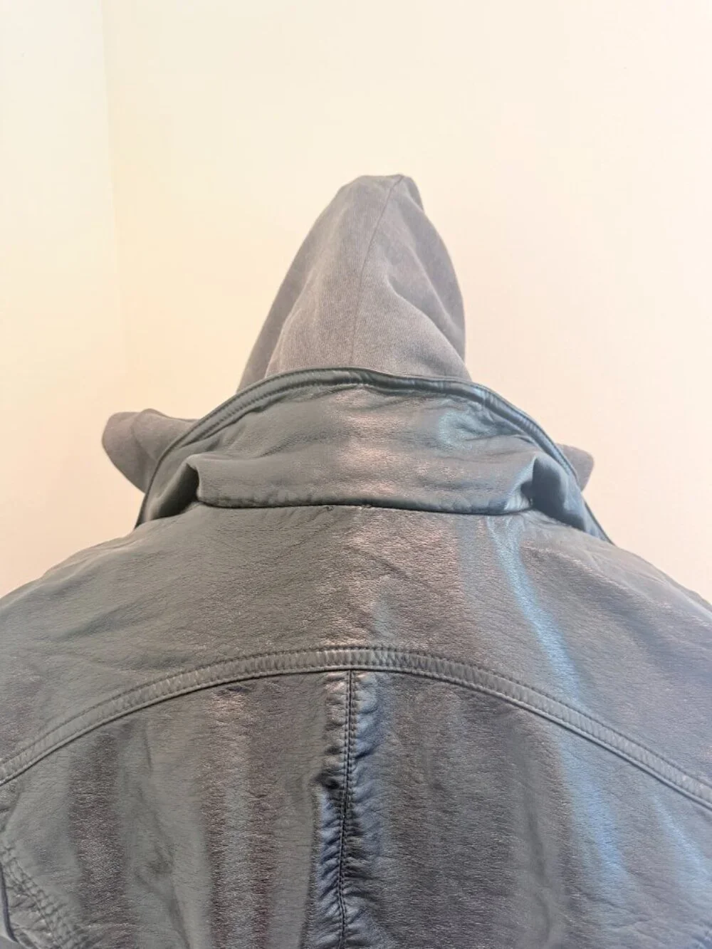 Free People Hooded Vegan Leather Moto Jacket - Black Sz 8